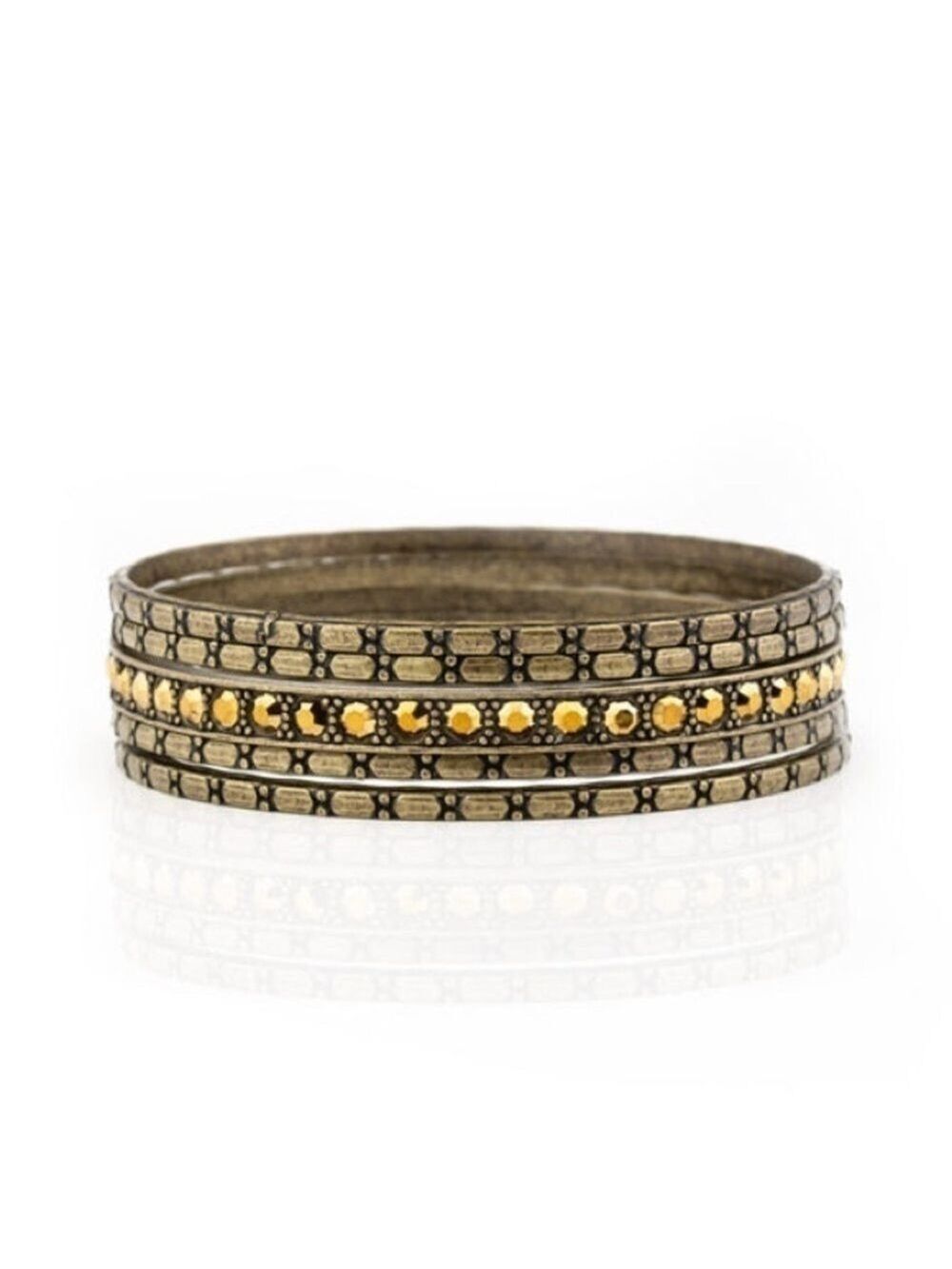 PAPARAZZI Glitzy Grunge Brass Bracelet
